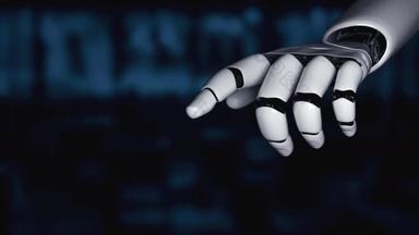 面向未来的机器人人工智能启发了人工智能技术的发展和机器学习的概念.全球机器人区块链科学研究为人类的未来生活。3D渲染图形